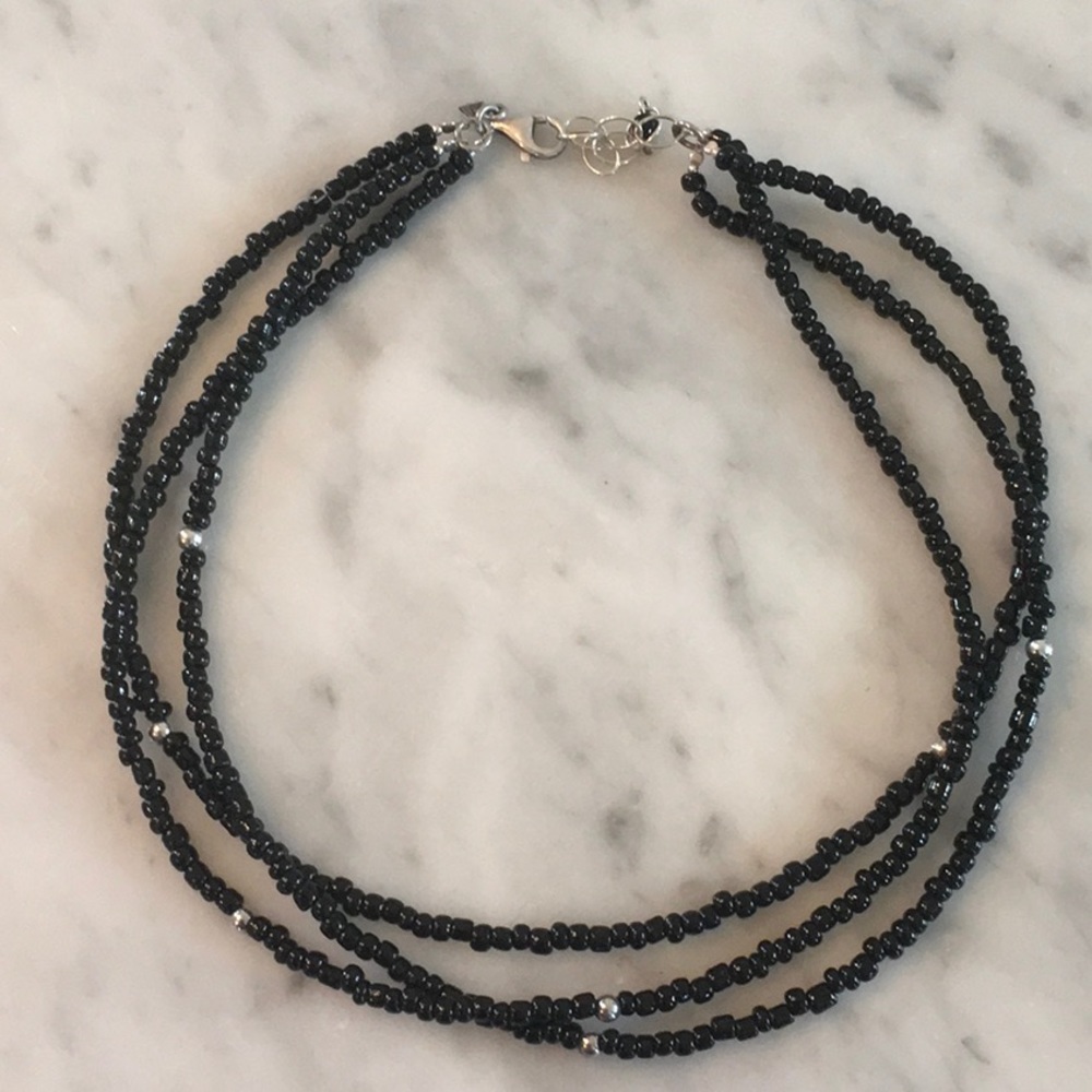 Silpada Black Glass and Sterling Silver Necklace